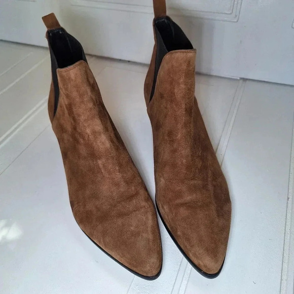 Diane Von Furstenburg Women's NADIE Brown Suede Chelsea Boots Size 9 - Picture 3 of 15